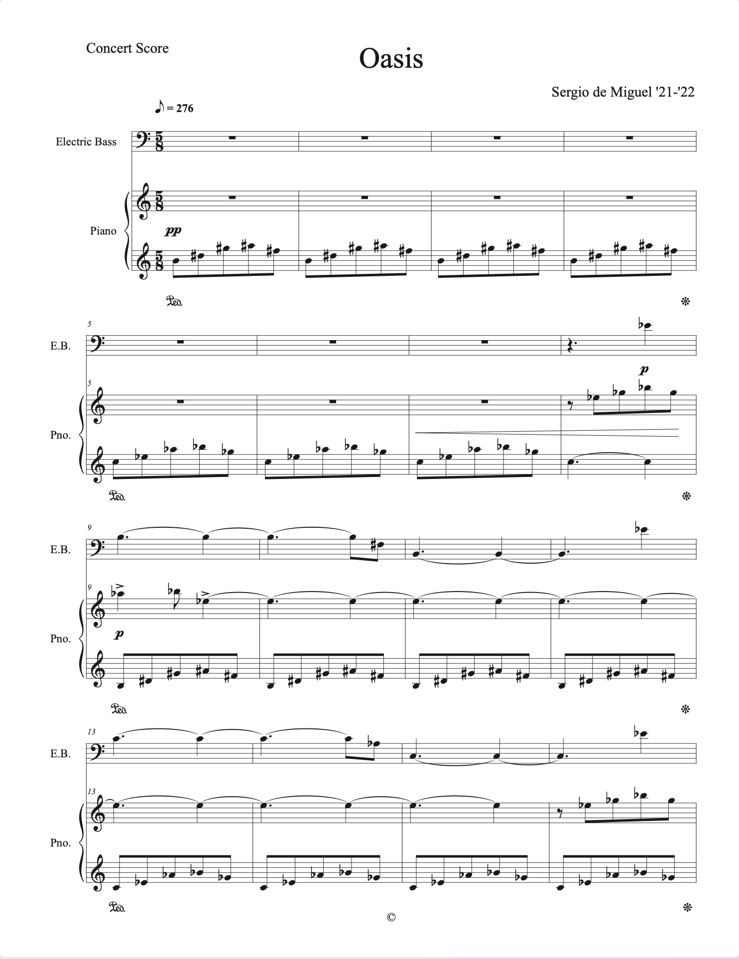 Oasis - Bass and Piano Score (PDF)