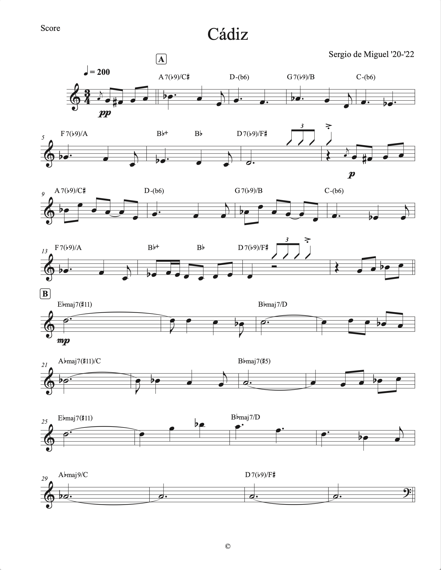 Cádiz - Lead Sheet (PDF)