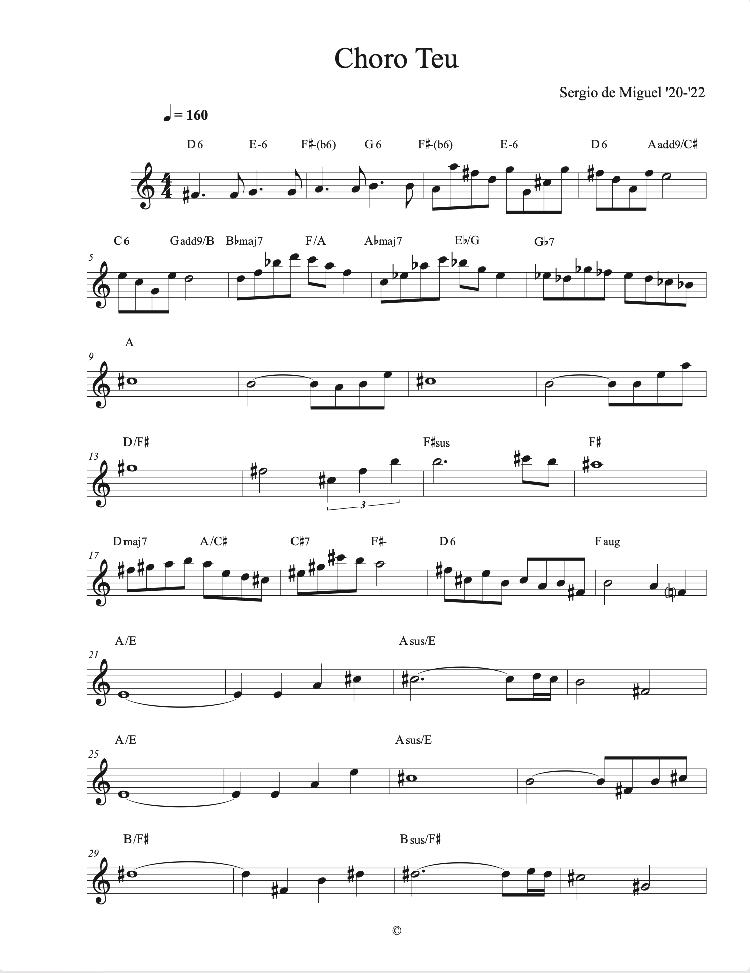 Choro Teu – Lead Sheet (PDF)