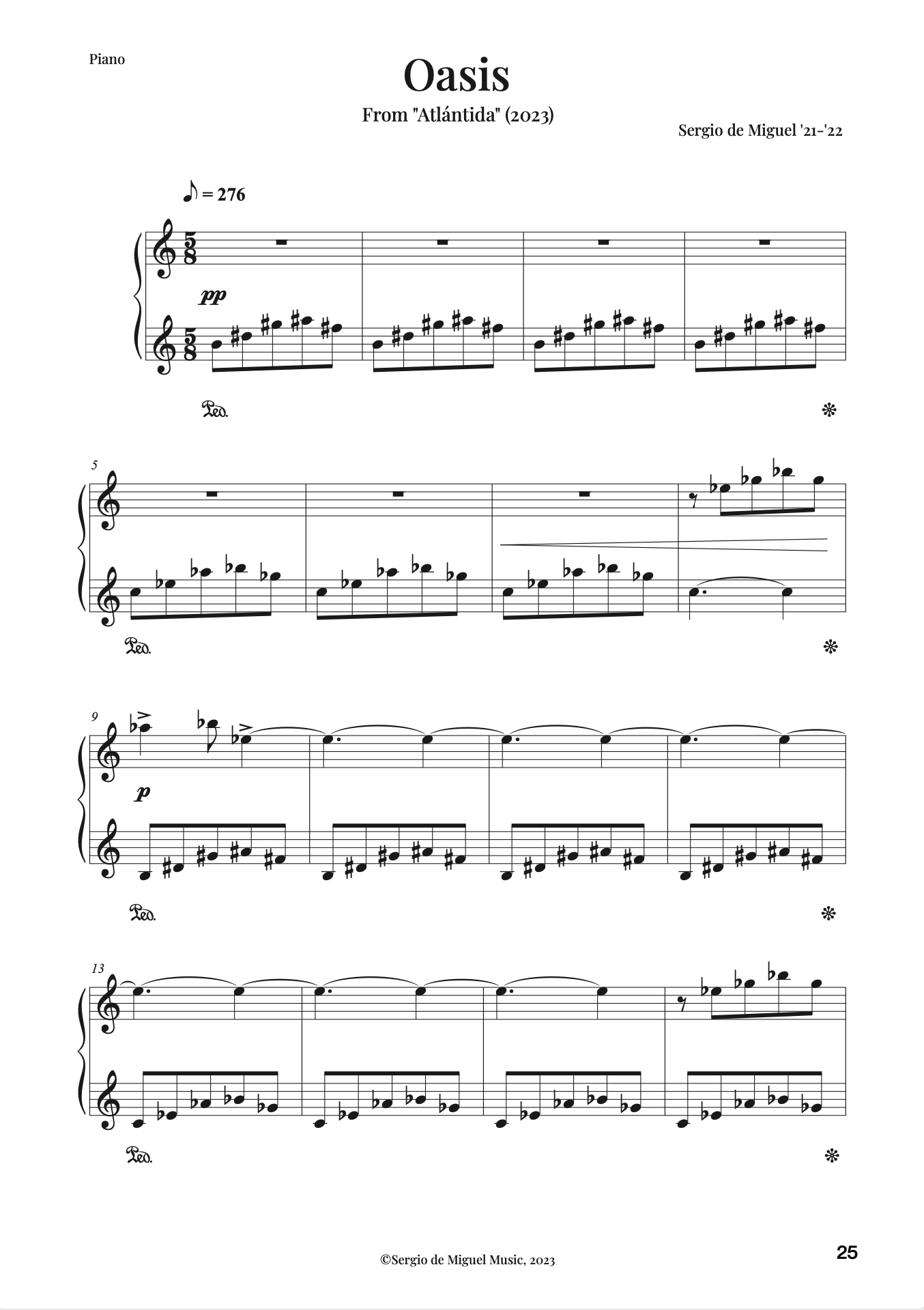 Oasis - Piano Score (PDF)